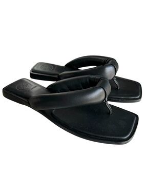 Tory Burch Puffy Strap Thong Sandal Black Leather